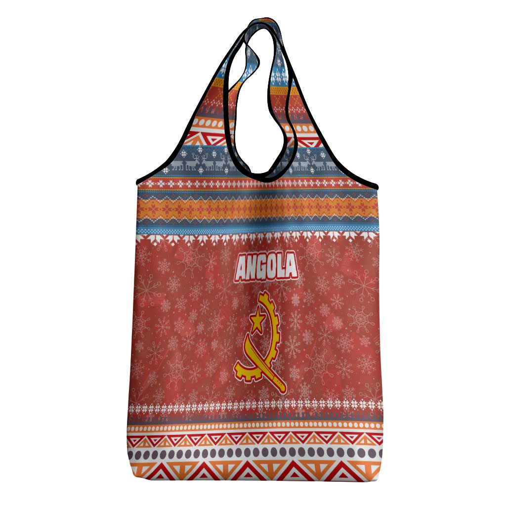 Angola Christmas Grocery Bag Snowflake Pattern Tribal Santa Claus Motif - African Pride
