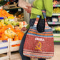 Angola Christmas Grocery Bag Snowflake Pattern Tribal Santa Claus Motif - African Pride