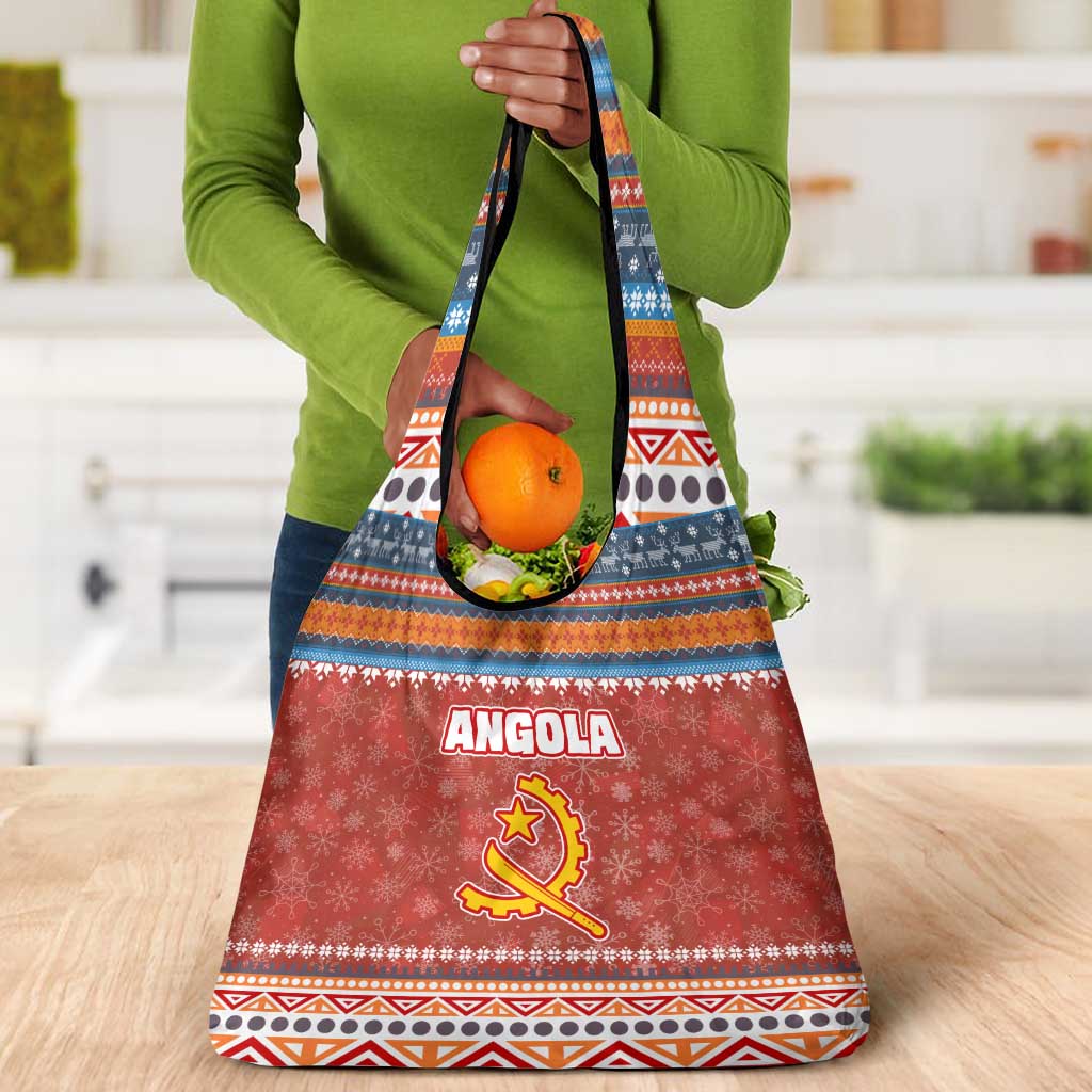 Angola Christmas Grocery Bag Snowflake Pattern Tribal Santa Claus Motif - African Pride