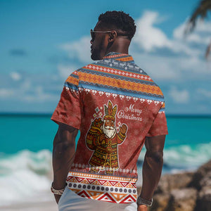 Angola Christmas Hawaiian Shirt Snowflake Pattern Tribal Santa Claus Motif - African Pride