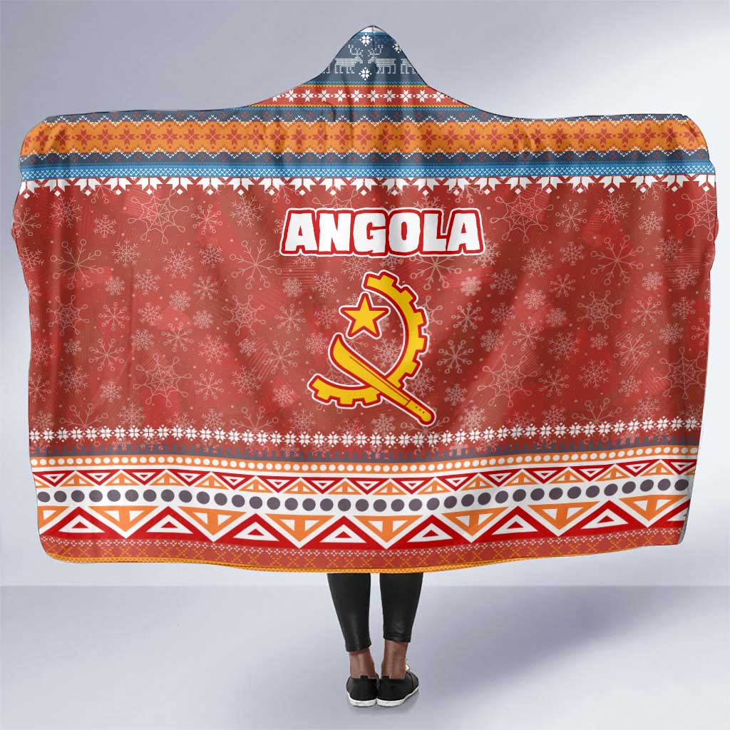 Angola Christmas Hooded Blanket Snowflake Pattern Tribal Santa Claus Motif - African Pride