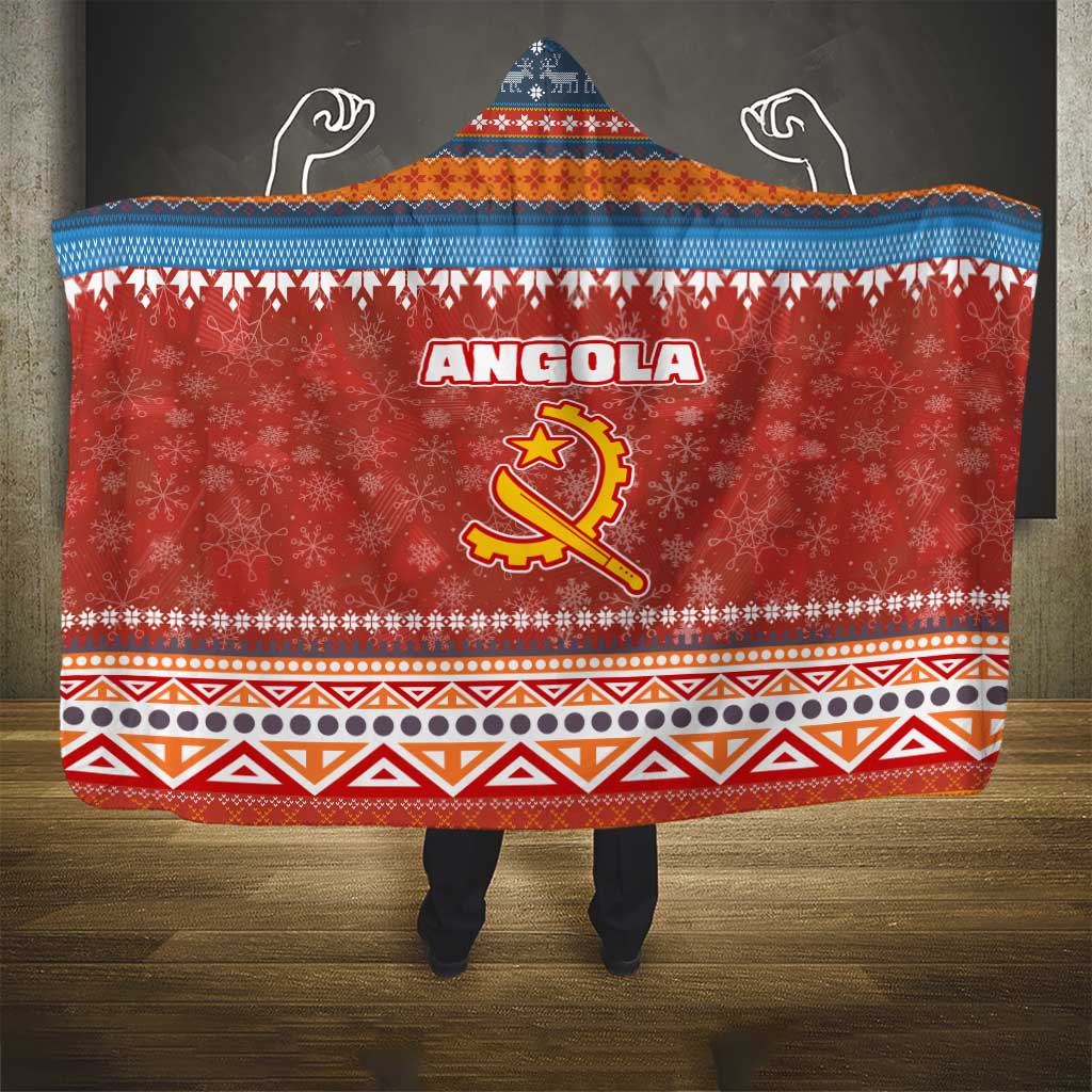 Angola Christmas Hooded Blanket Snowflake Pattern Tribal Santa Claus Motif - African Pride