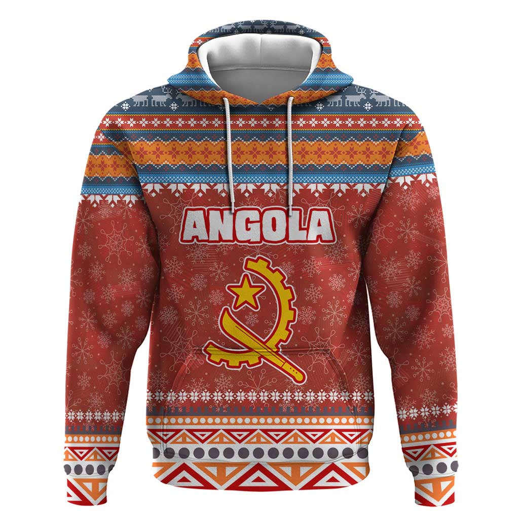 Angola Christmas Hoodie Snowflake Pattern Tribal Santa Claus Motif - African Pride