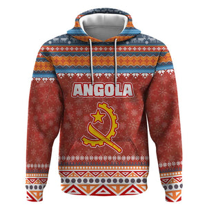 Angola Christmas Hoodie Snowflake Pattern Tribal Santa Claus Motif - African Pride