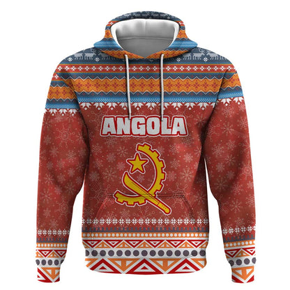 Angola Christmas Hoodie Snowflake Pattern Tribal Santa Claus Motif - African Pride