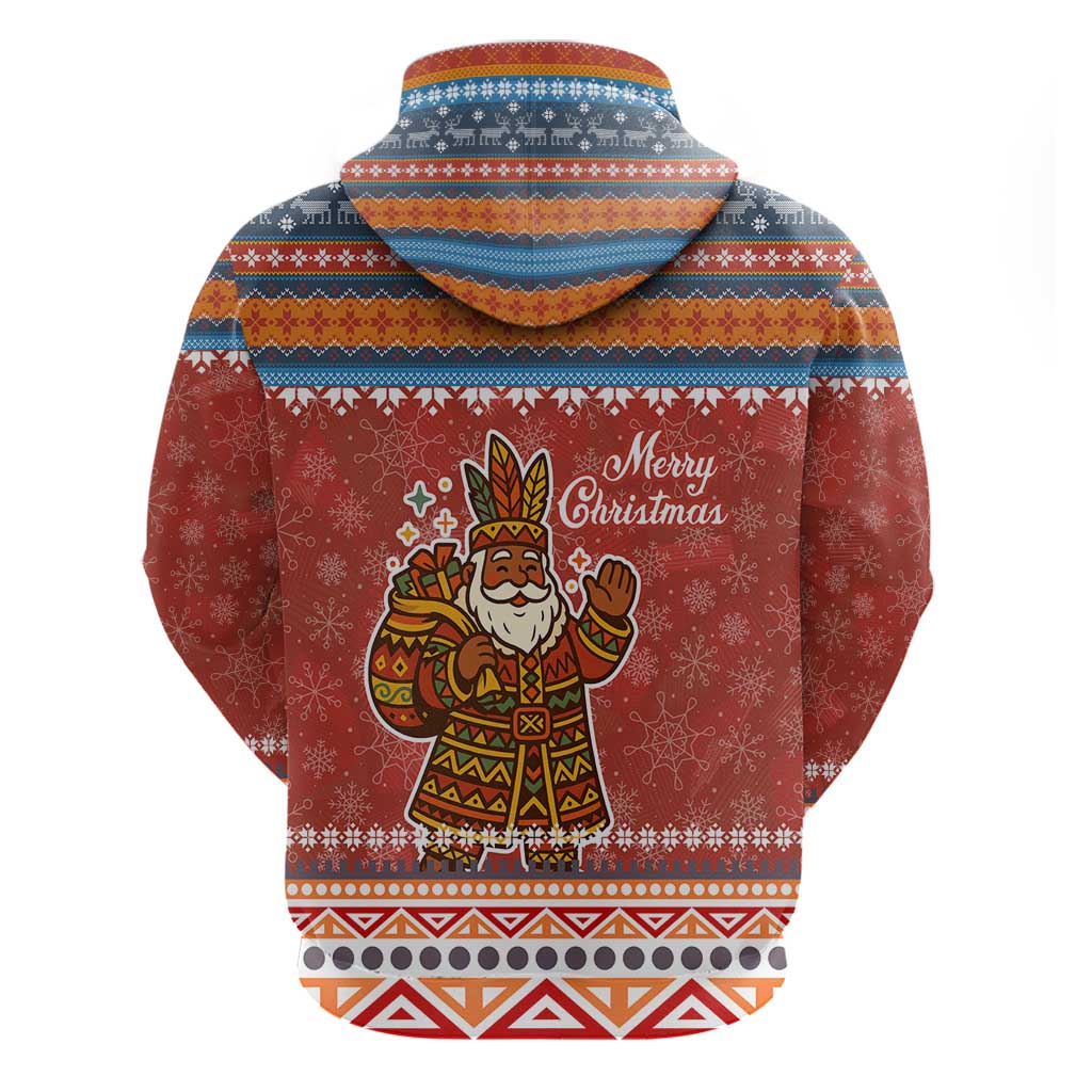 Angola Christmas Hoodie Snowflake Pattern Tribal Santa Claus Motif - African Pride