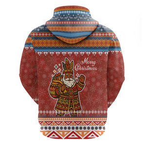 Angola Christmas Hoodie Snowflake Pattern Tribal Santa Claus Motif - African Pride