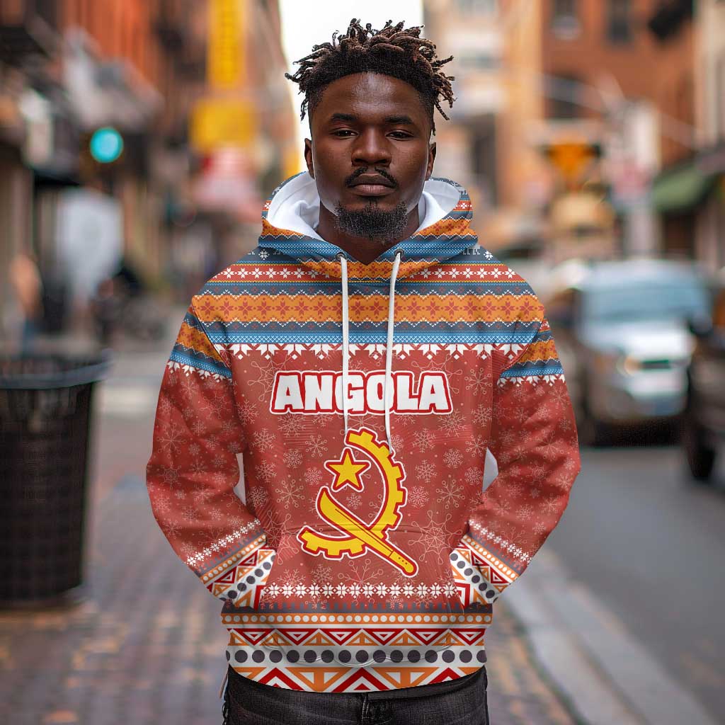 Angola Christmas Hoodie Snowflake Pattern Tribal Santa Claus Motif - African Pride