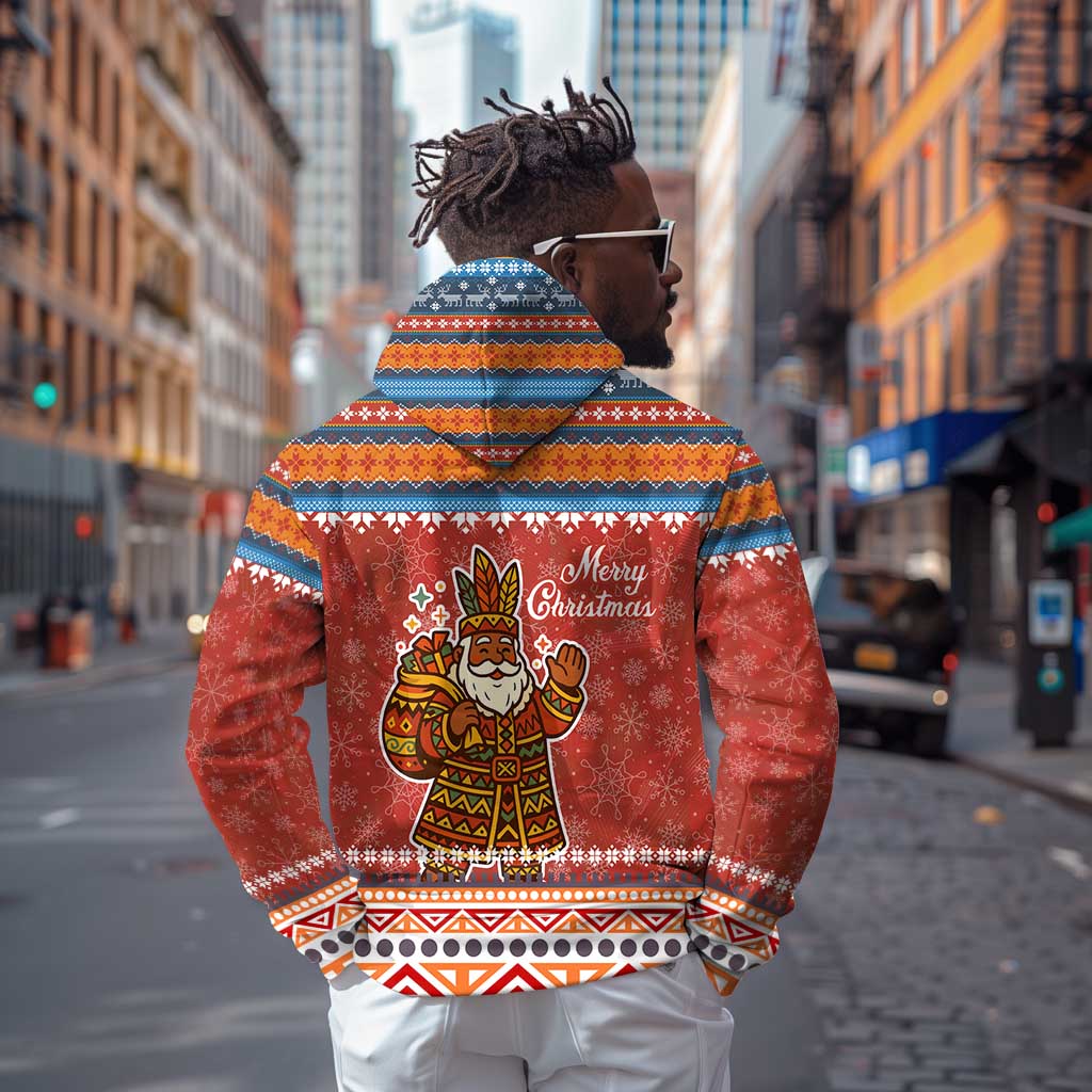 Angola Christmas Hoodie Snowflake Pattern Tribal Santa Claus Motif - African Pride