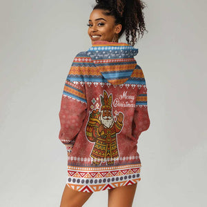 Angola Christmas Hoodie Dress Snowflake Pattern Tribal Santa Claus Motif - African Pride