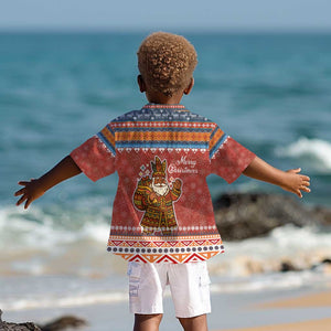 Angola Christmas Kid Hawaiian Shirt Snowflake Pattern Tribal Santa Claus Motif - African Pride