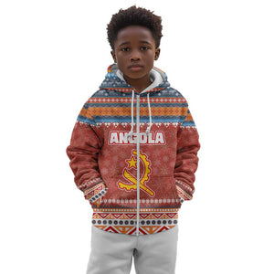 Angola Christmas Kid Hoodie Snowflake Pattern Tribal Santa Claus Motif - African Pride