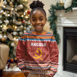 Angola Christmas Kid Ugly Christmas Sweater Snowflake Pattern Tribal Santa Claus Motif - African Pride