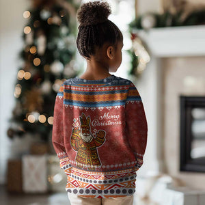 Angola Christmas Kid Ugly Christmas Sweater Snowflake Pattern Tribal Santa Claus Motif - African Pride