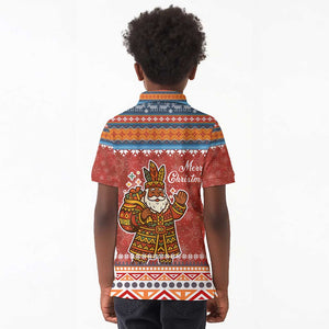 Angola Christmas Kid Polo Shirt Snowflake Pattern Tribal Santa Claus Motif - African Pride