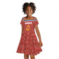 Angola Christmas Kid Short Sleeve Dress Snowflake Pattern Tribal Santa Claus Motif - African Pride