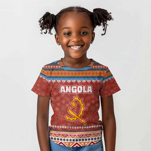 Angola Christmas Kid T shirt Snowflake Pattern Tribal Santa Claus Motif - African Pride
