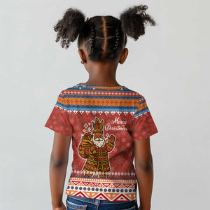 Angola Christmas Kid T shirt Snowflake Pattern Tribal Santa Claus Motif - African Pride