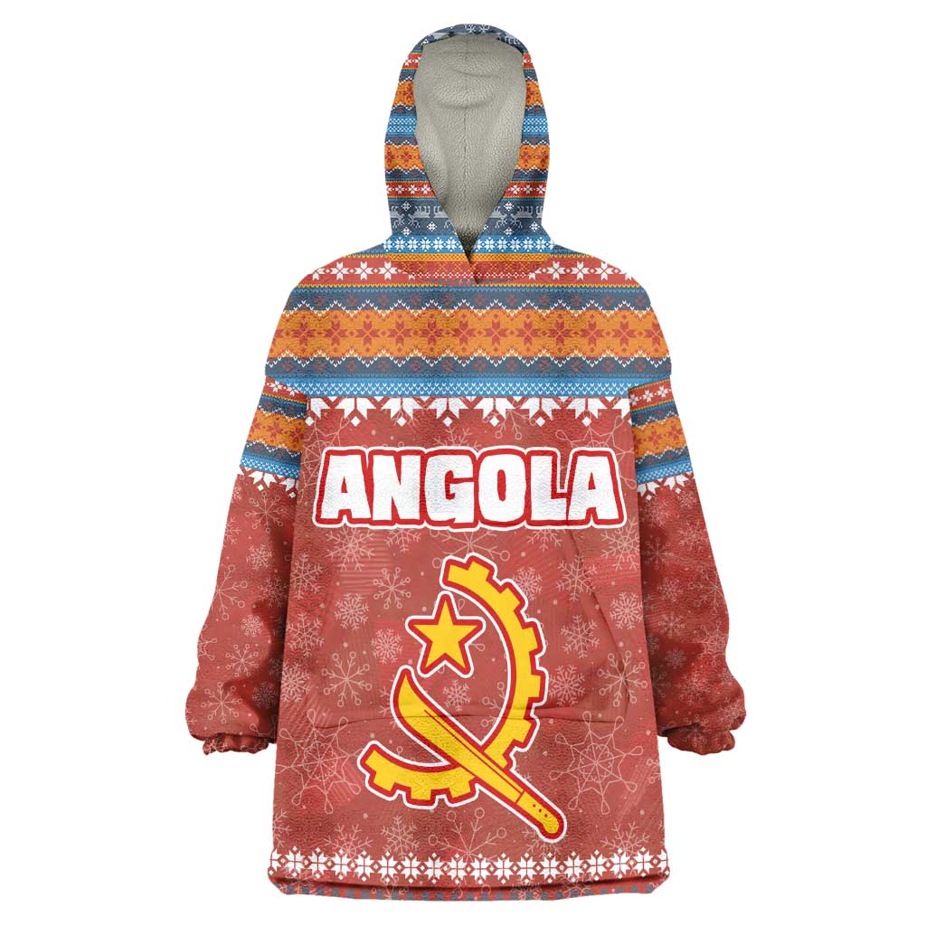 Angola Christmas Kid Wearable Blanket Hoodie Snowflake Pattern Tribal Santa Claus Motif - African Pride