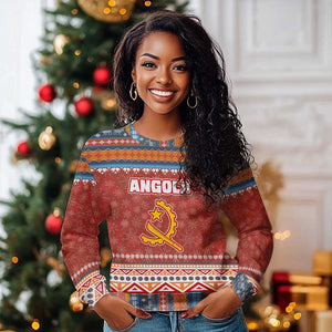 Angola Christmas Ugly Christmas Sweater Snowflake Pattern Tribal Santa Claus Motif - African Pride