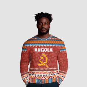 Angola Christmas Ugly Christmas Sweater Snowflake Pattern Tribal Santa Claus Motif - African Pride