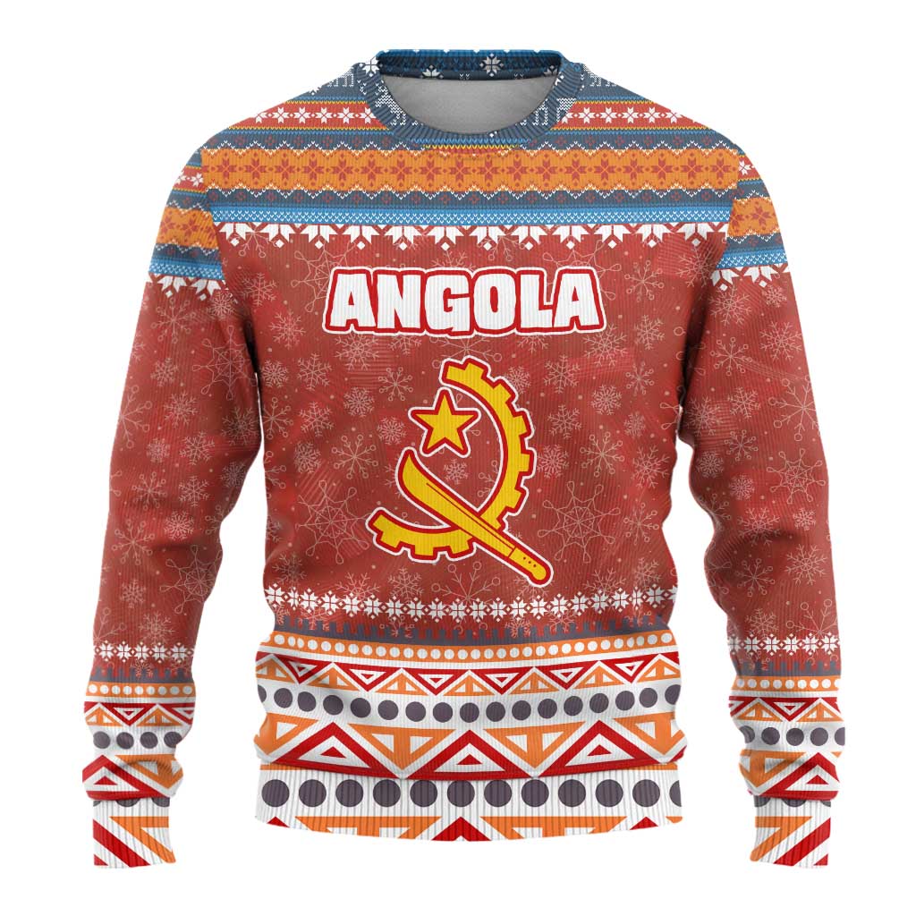 Angola Christmas Ugly Christmas Sweater Snowflake Pattern Tribal Santa Claus Motif - African Pride