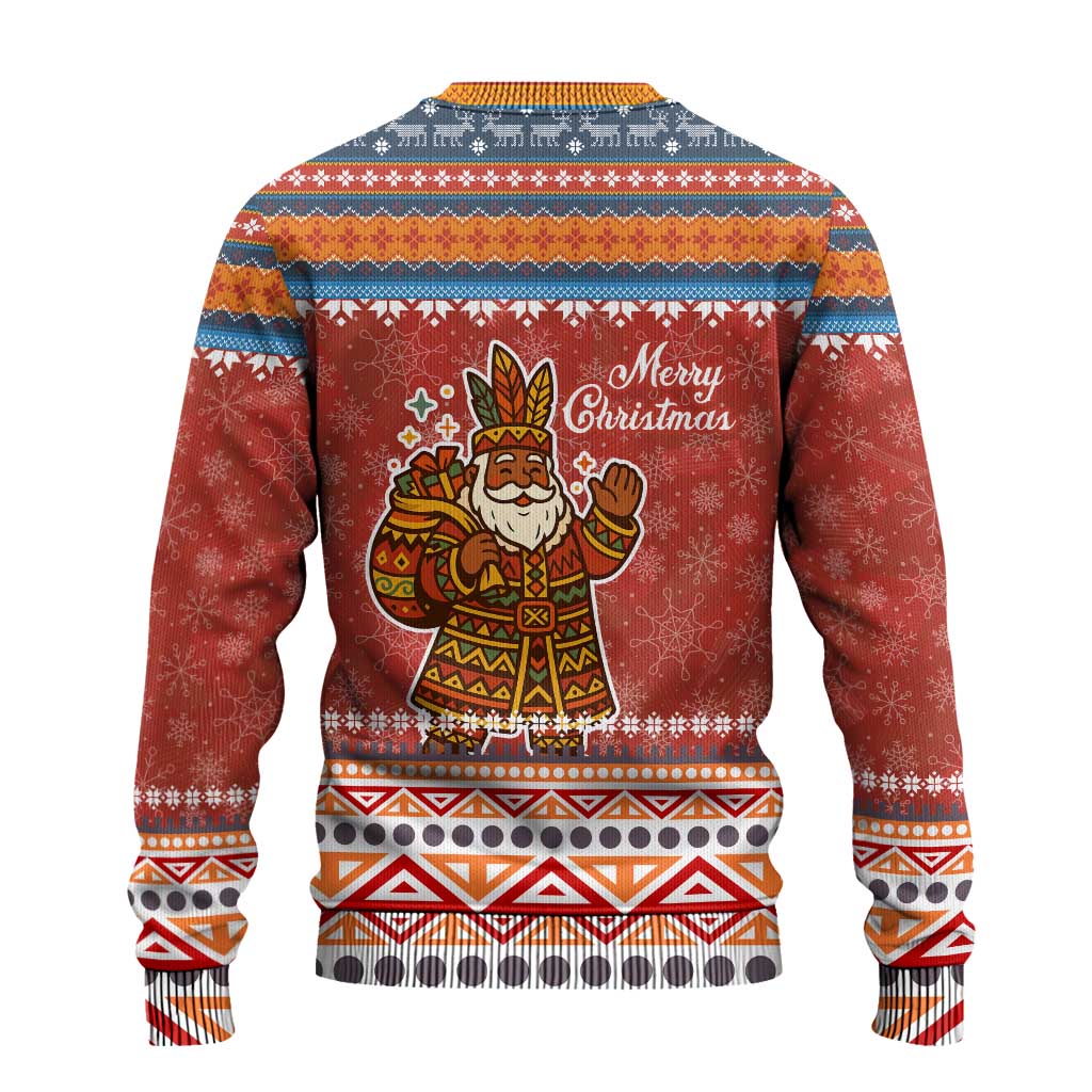 Angola Christmas Ugly Christmas Sweater Snowflake Pattern Tribal Santa Claus Motif - African Pride