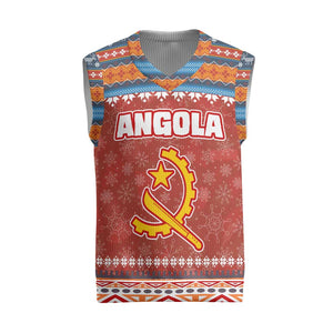 Angola Christmas Knitted V-Neck Vest Snowflake Pattern Tribal Santa Claus Motif - African Pride