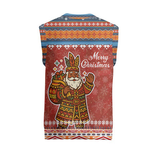 Angola Christmas Knitted V-Neck Vest Snowflake Pattern Tribal Santa Claus Motif - African Pride
