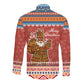 Angola Christmas Long Sleeve Button Shirt Snowflake Pattern Tribal Santa Claus Motif - African Pride