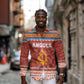 Angola Christmas Long Sleeve Button Shirt Snowflake Pattern Tribal Santa Claus Motif - African Pride