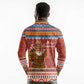 Angola Christmas Long Sleeve Polo Shirt Snowflake Pattern Tribal Santa Claus Motif - African Pride