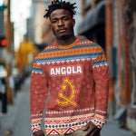 Angola Christmas Long Sleeve Shirt Snowflake Pattern Tribal Santa Claus Motif - African Pride