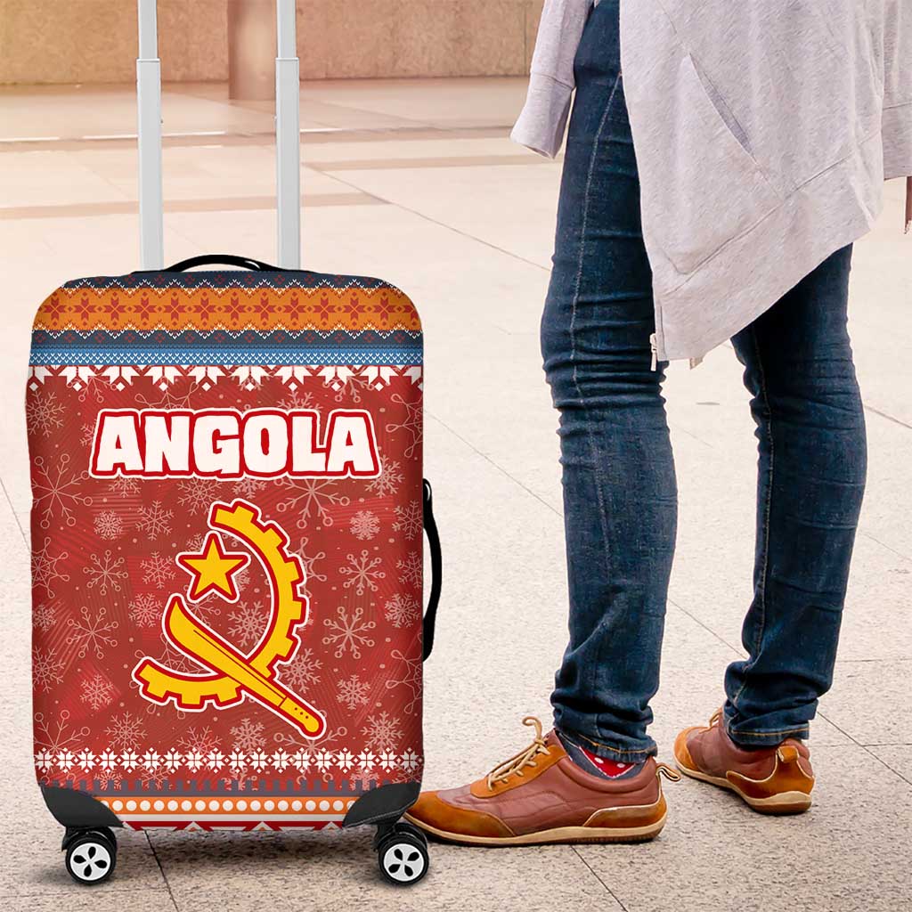 Angola Christmas Luggage Cover Snowflake Pattern Tribal Santa Claus Motif - African Pride