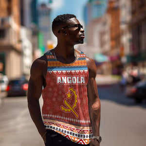 Angola Christmas Men Tank Top Snowflake Pattern Tribal Santa Claus Motif - African Pride