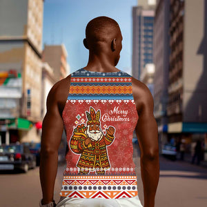 Angola Christmas Men Tank Top Snowflake Pattern Tribal Santa Claus Motif - African Pride