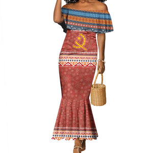 Angola Christmas Mermaid Dress Snowflake Pattern Tribal Santa Claus Motif - African Pride