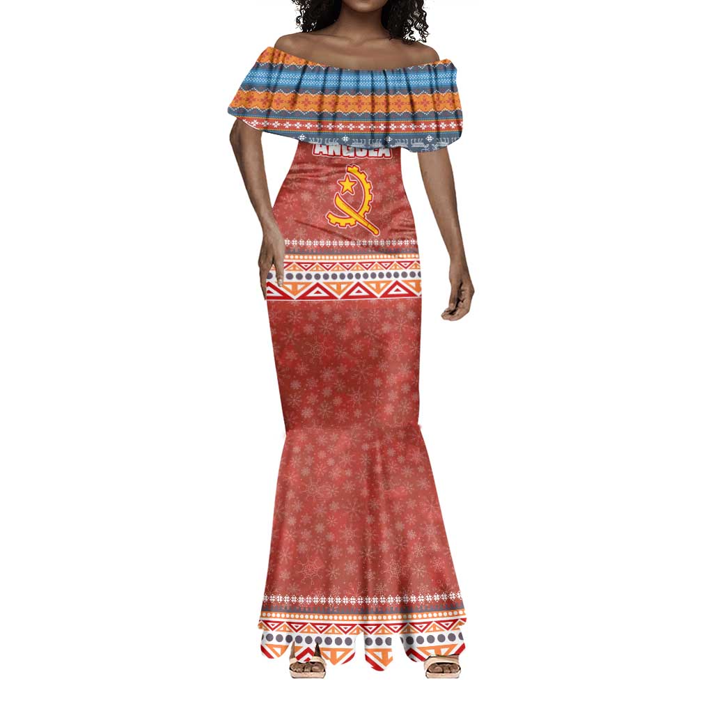 Angola Christmas Mermaid Dress Snowflake Pattern Tribal Santa Claus Motif - African Pride