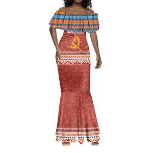 Angola Christmas Mermaid Dress Snowflake Pattern Tribal Santa Claus Motif - African Pride