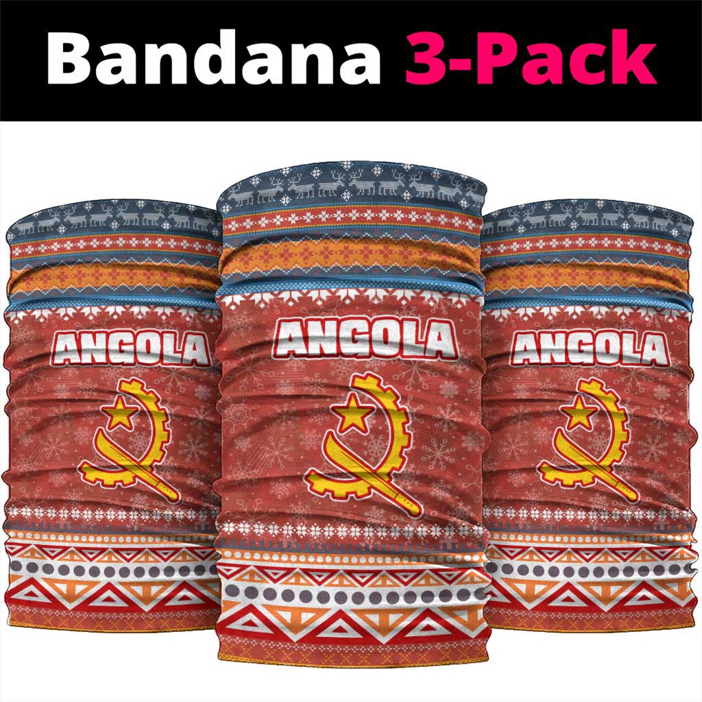 Angola Christmas Neck Gaiter Snowflake Pattern Tribal Santa Claus Motif - African Pride