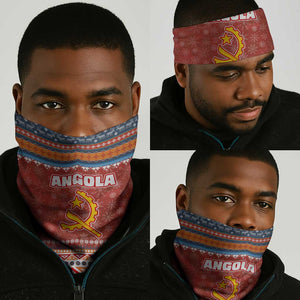 Angola Christmas Neck Gaiter Snowflake Pattern Tribal Santa Claus Motif - African Pride