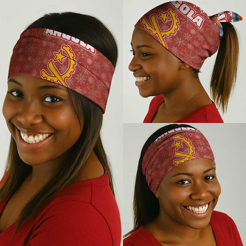 Angola Christmas Neck Gaiter Snowflake Pattern Tribal Santa Claus Motif - African Pride