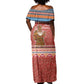 Angola Christmas Off Shoulder Maxi Dress Snowflake Pattern Tribal Santa Claus Motif - African Pride