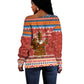 Angola Christmas Off Shoulder Sweater Snowflake Pattern Tribal Santa Claus Motif - African Pride
