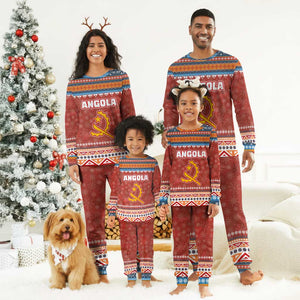Angola Christmas Pajama Set Snowflake Pattern Tribal Santa Claus Motif - African Pride
