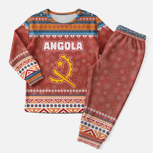 Angola Christmas Pajama Set Snowflake Pattern Tribal Santa Claus Motif - African Pride