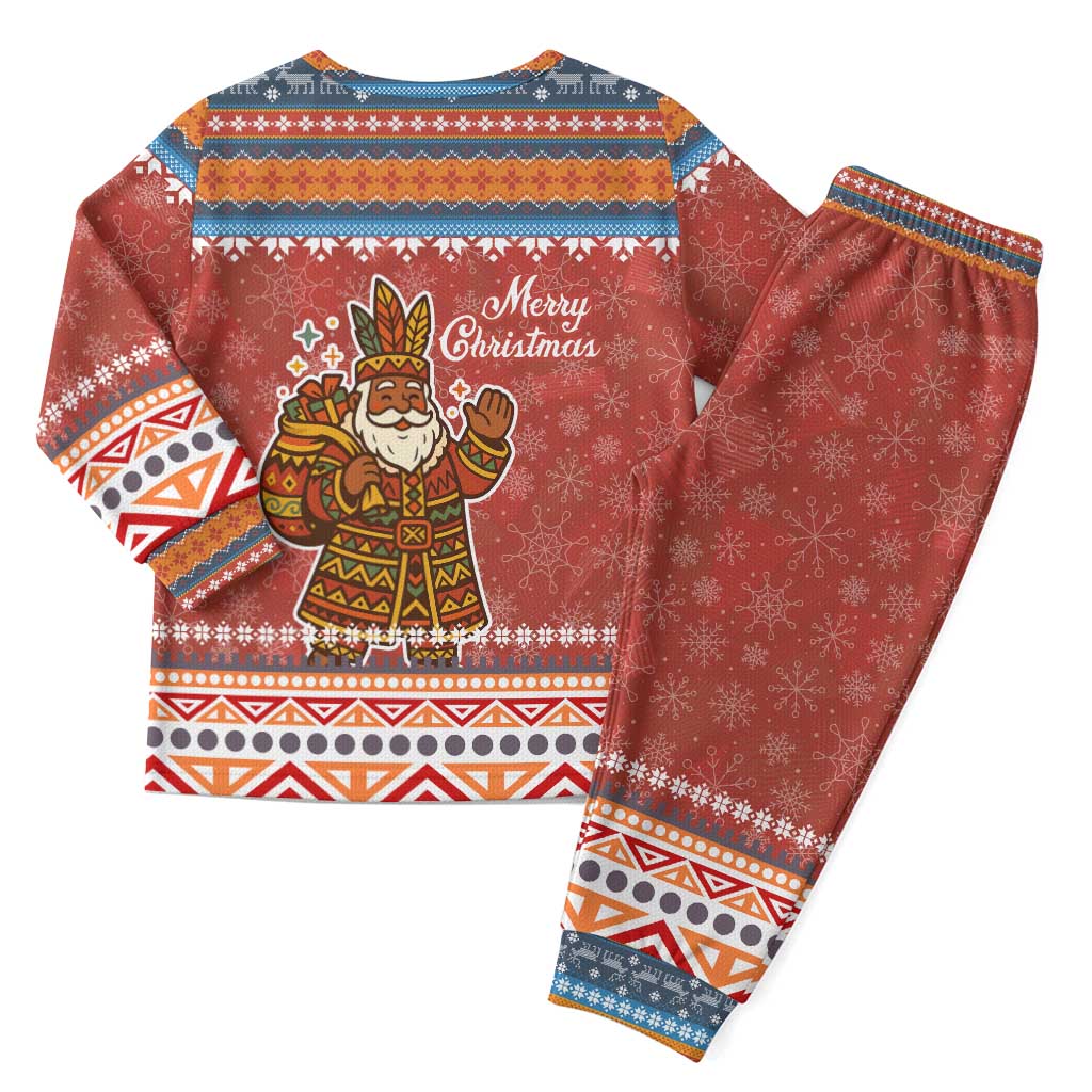 Angola Christmas Pajama Set Snowflake Pattern Tribal Santa Claus Motif - African Pride