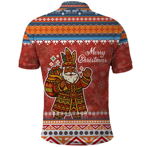 Angola Christmas Polo Shirt Snowflake Pattern Tribal Santa Claus Motif - African Pride