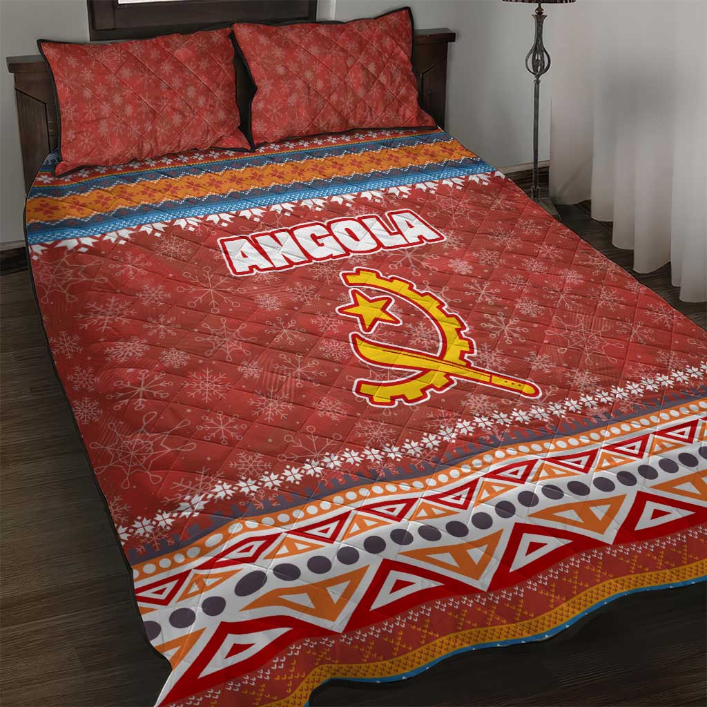 Angola Christmas Quilt Bed Set Snowflake Pattern Tribal Santa Claus Motif - African Pride
