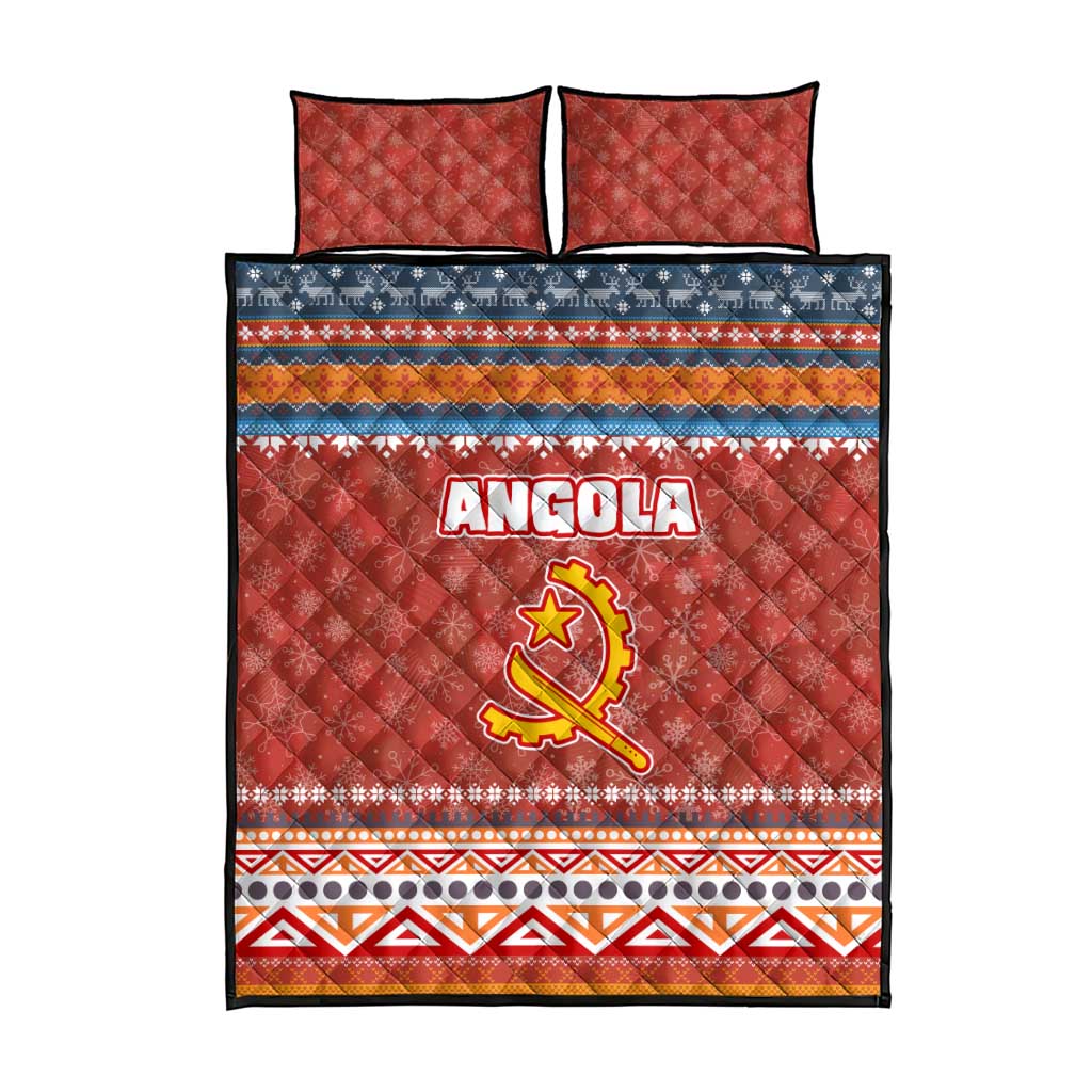 Angola Christmas Quilt Bed Set Snowflake Pattern Tribal Santa Claus Motif - African Pride